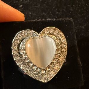 Paparazzi Silver Heart Ring with Crystals